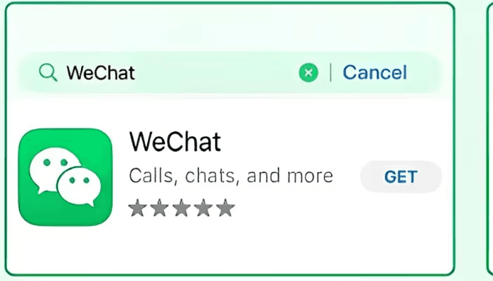 Existing app-store reference showing the WeChat name and green icon